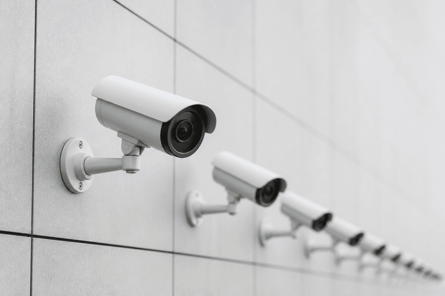 Hàng camera giám sát CCTV chuyên nghiệp trên tường